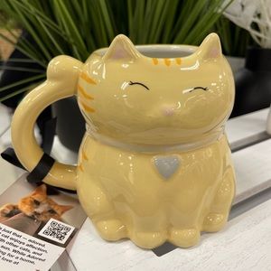 Orange Tabby Cat Figural Handpainted Ceramic Mug NWT